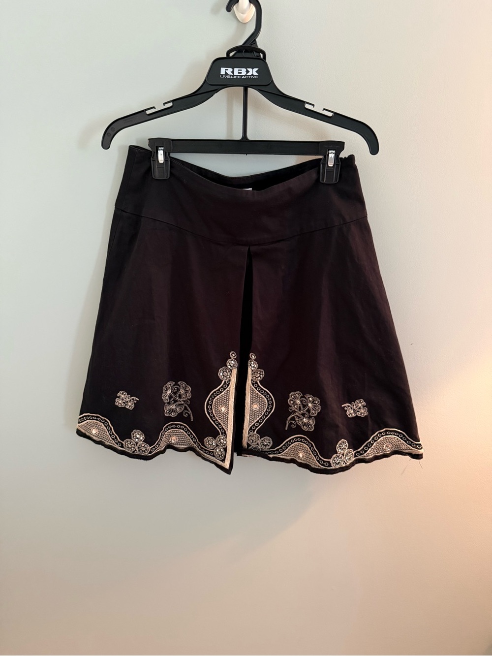 White House Black Market Embroidered Black Women’s skirt with Silver Accents